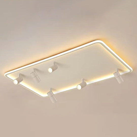 Minimalistic Living Room Glow: Led Acrylic Rectangular Flush Mount Ceiling Spotlight White /