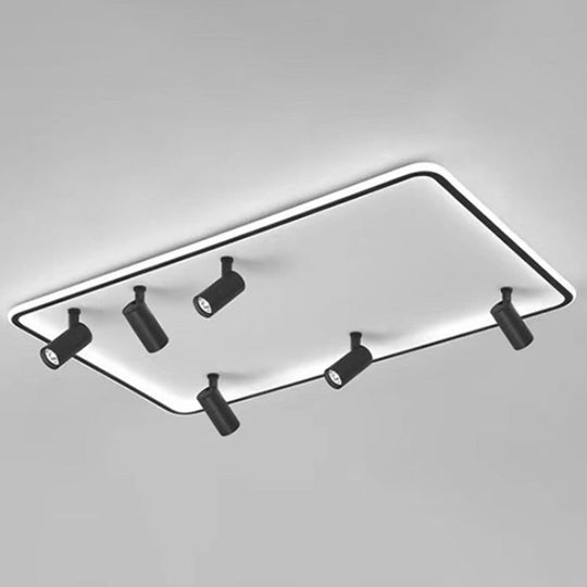 Minimalistic Living Room Glow: Led Acrylic Rectangular Flush Mount Ceiling Spotlight Black /