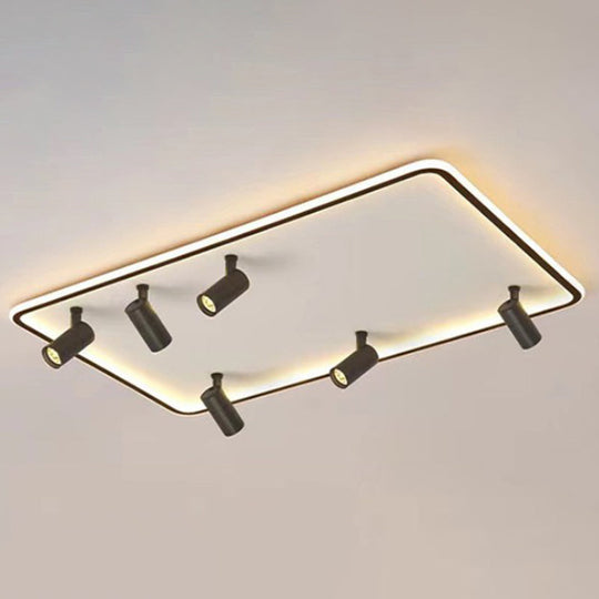 Minimalistic Living Room Glow: Led Acrylic Rectangular Flush Mount Ceiling Spotlight Black /