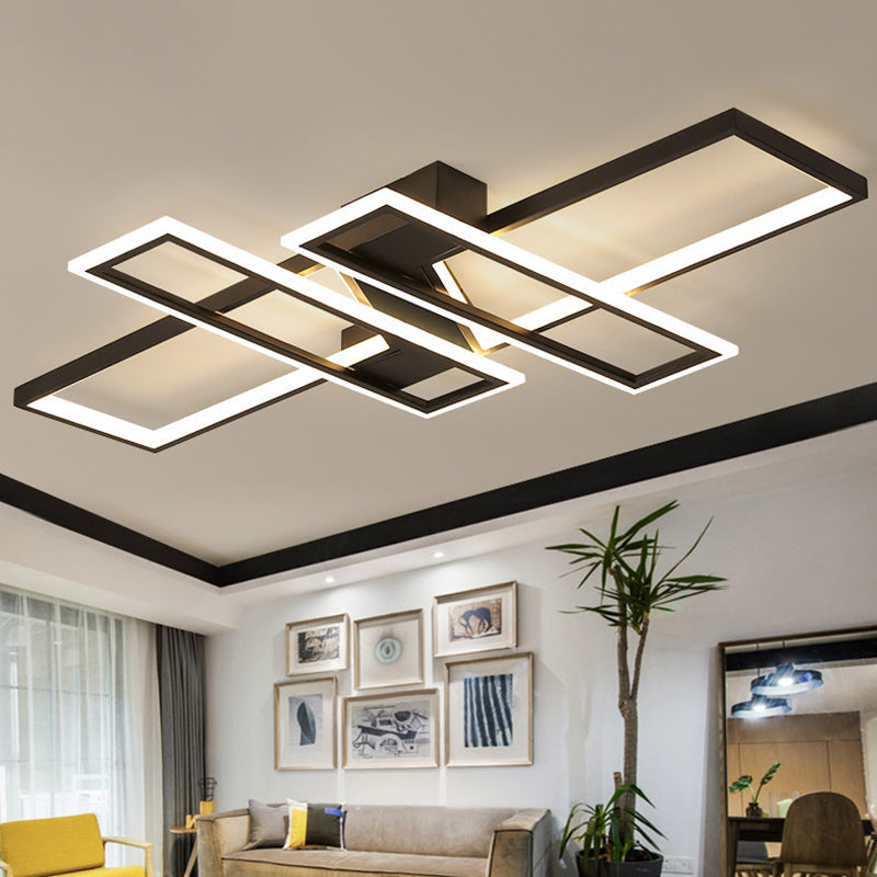 Illuminate Your Modern Living Room: Led Acrylic Frame Semi - Flush Mount Ceiling Light