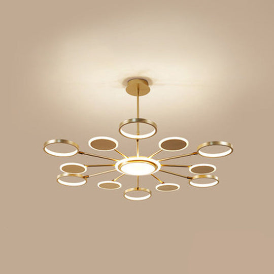 Maria - Circle Led Ceiling Chandelier: Modern Metal Hung Fixture 12 / Gold Third Gear