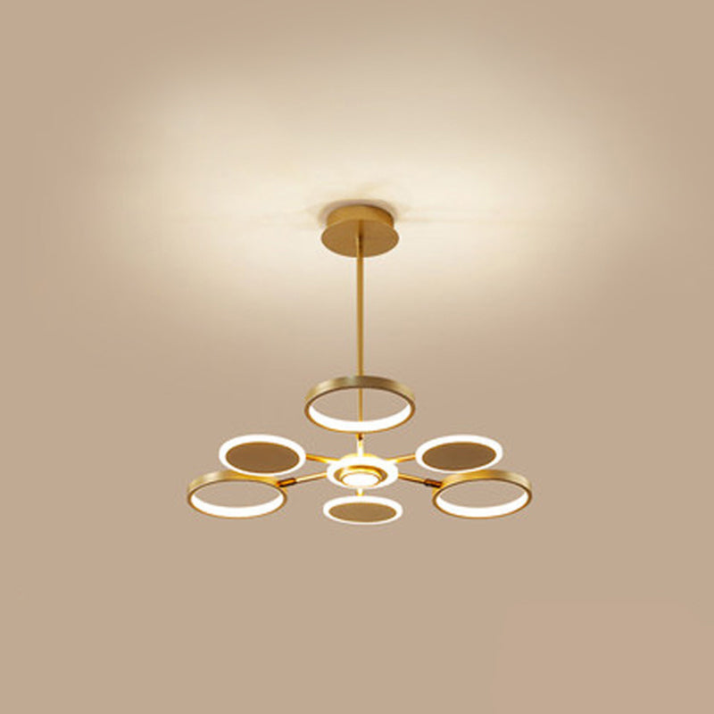 Maria - Circle Led Ceiling Chandelier: Modern Metal Hung Fixture 6 / Gold Third Gear