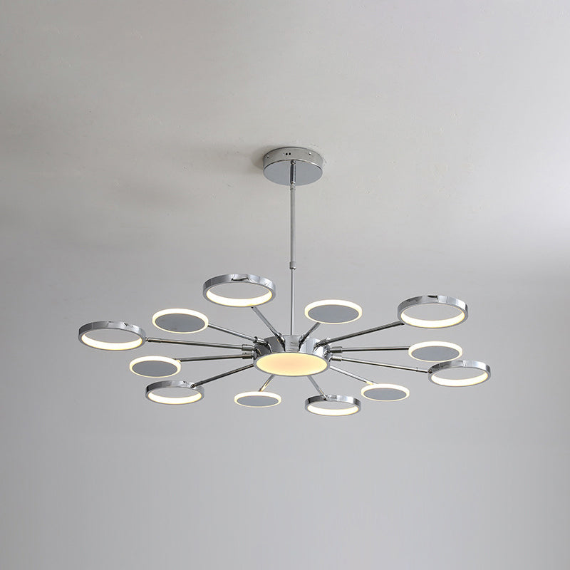 Elena - Modernist Metal Pendant Chandelier For Living Room 12 / Chrome Remote Control Stepless