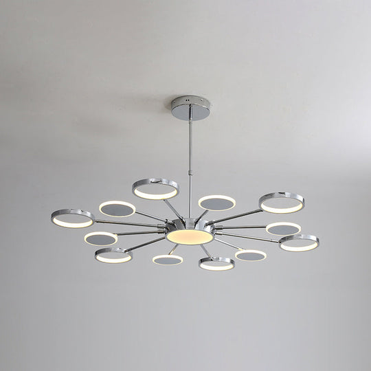 Elena - Modernist Metal Pendant Chandelier For Living Room 12 / Chrome Remote Control Stepless