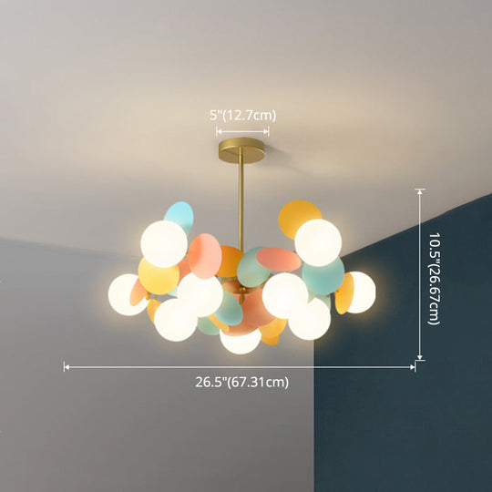 Odile - Cartoon Balloon Hanging Light Fixtures Metallic Drop Pendant With Glass Shade For Bedroom