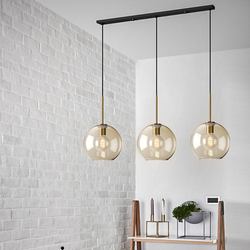 Hyadum I - Cognac Glass Pendant Light Modern Minimalist 1 - Light Lighting For Dining Room Table