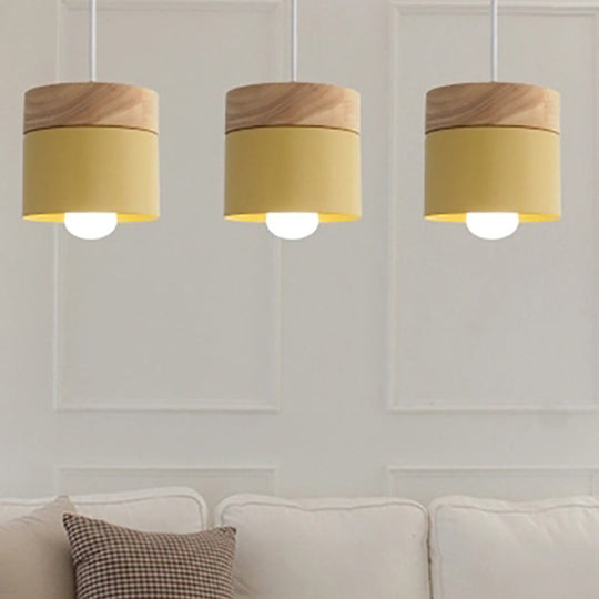 Alice - Minimalist Modern Wooden Top Pendant Light Metal Macarons 1 - Light Lighting