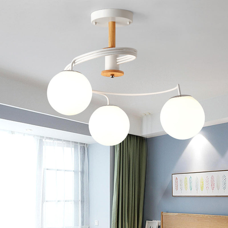 Sleek Globe Living Room Illumination: Ultra - Contemporary Milk Glass Semi - Flush Ceiling Light 3