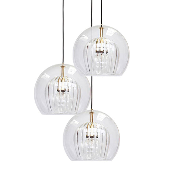 Modern Clear Double Glass Hanging Pendant Lamp For Living Room / 6.5’ Lighting