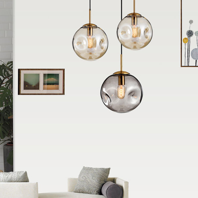 Modern Hand - Blown Spherical Glass Hanging Pendant Light Lighting