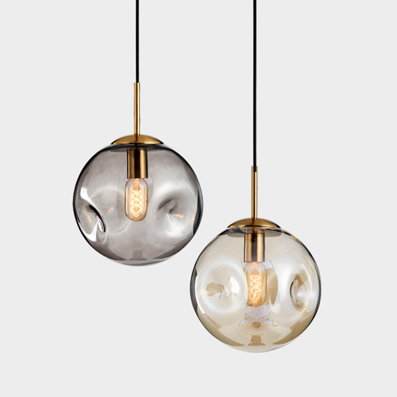 Modern Hand - Blown Spherical Glass Hanging Pendant Light Lighting