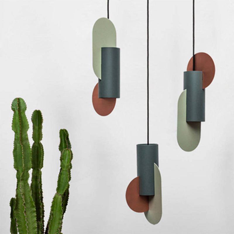 Laura - Colorblock Geometric Pendant Lighting Macaron Metal 1 - Light Pink - Green - Grey Ceiling