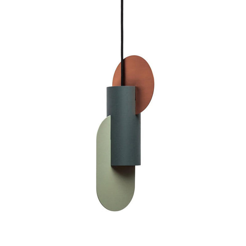 Laura - Colorblock Geometric Pendant Lighting Macaron Metal 1 - Light Pink - Green - Grey Ceiling