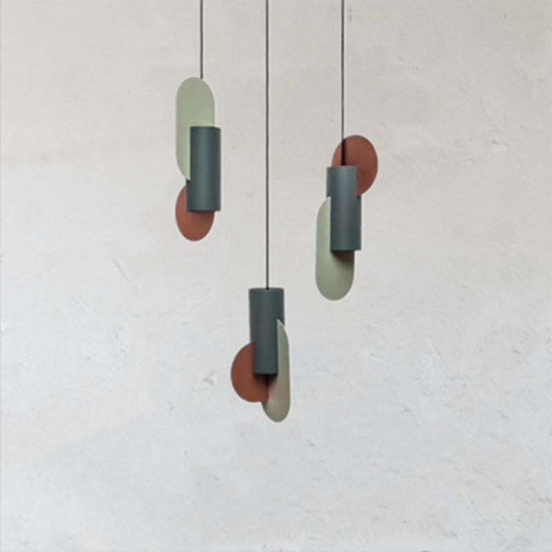 Laura - Colorblock Geometric Pendant Lighting Macaron Metal 1 - Light Pink - Green - Grey Ceiling