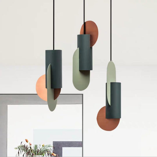 Laura - Colorblock Geometric Pendant Lighting Macaron Metal 1 - Light Pink - Green - Grey Ceiling