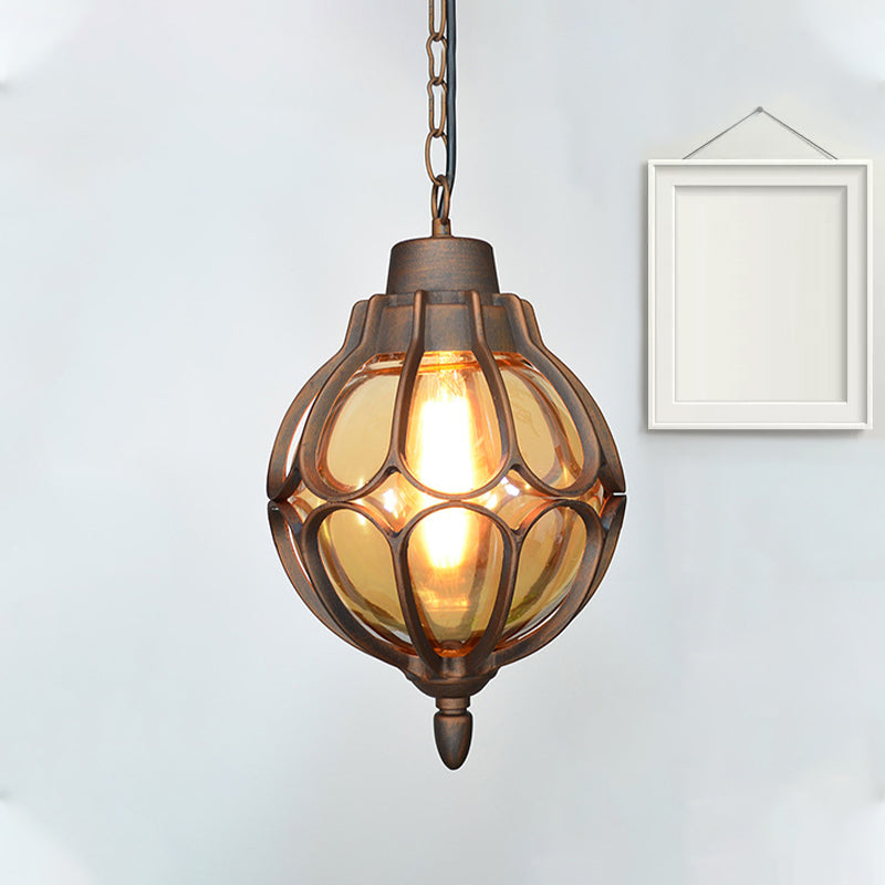 Vintage Style Orb Pendant Lamp Suspension In Black/Bronze/Gold Bronze / 7’ Lighting
