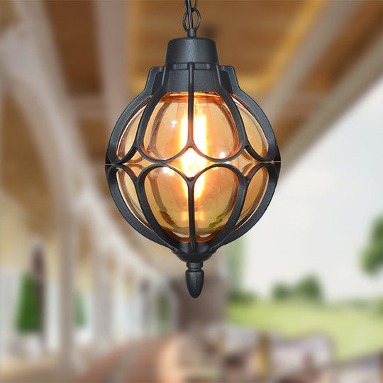 Vintage Style Orb Pendant Lamp Suspension In Black/Bronze/Gold Lighting