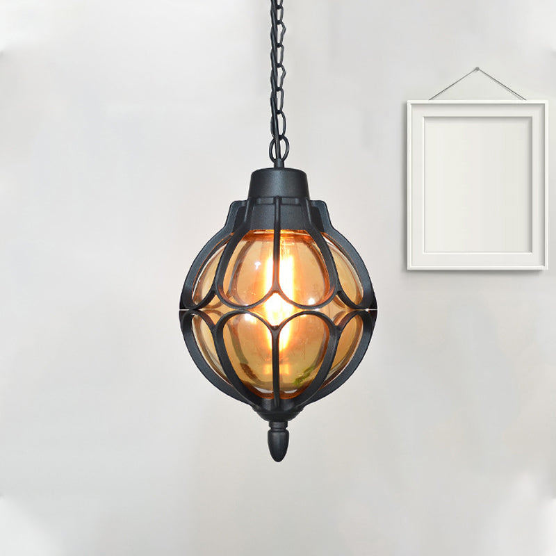 Vintage Style Orb Pendant Lamp Suspension In Black/Bronze/Gold Black / 7’ Lighting