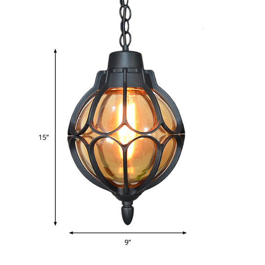 Vintage Style Orb Pendant Lamp Suspension In Black/Bronze/Gold Lighting