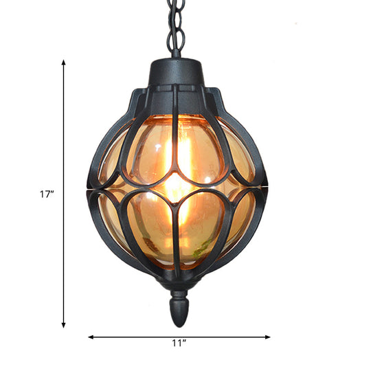 Vintage Style Orb Pendant Lamp Suspension In Black/Bronze/Gold Lighting