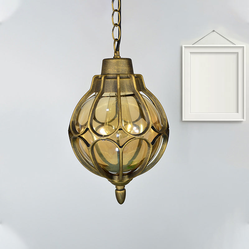 Vintage Style Orb Pendant Lamp Suspension In Black/Bronze/Gold Gold / 7’ Lighting
