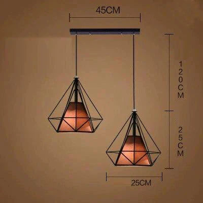 Modern Cage Pendant Light Iron Minimalist Retro Scandinavian Loft Pyramid Lamp Metal Hanging Lamp