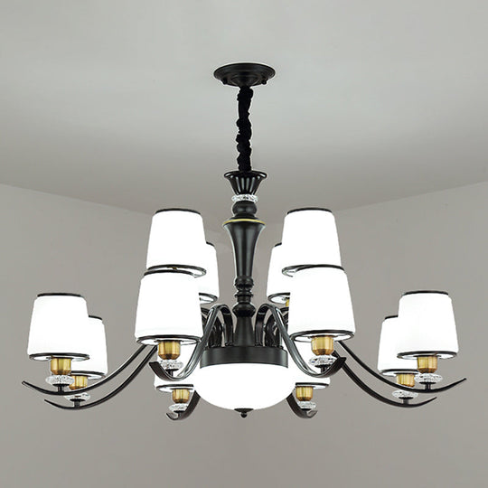 Adalyn - White Frosted Glass Chandelier: Modern Crystal Decoration 12 / Black