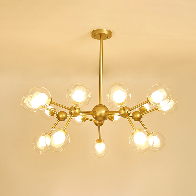 Zavijava - Gold Clear Globe Shape Glass Chandelier Light Molecular Frosted Iron Modern Pendant