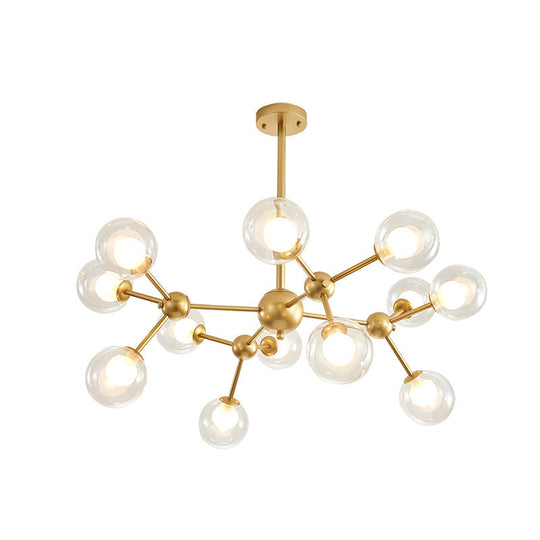 Zavijava - Gold Clear Globe Shape Glass Chandelier Light Molecular Frosted Iron Modern Pendant