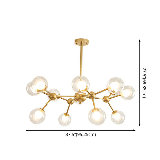 Zavijava - Gold Clear Globe Shape Glass Chandelier Light Molecular Frosted Iron Modern Pendant