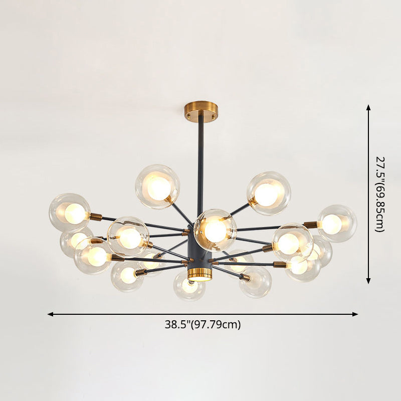 Electra - Modern Globe Suspension Hanging Pendant Light Style Corridor Clear Glass Chandelier In