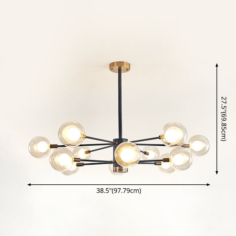 Electra - Modern Globe Suspension Hanging Pendant Light Style Corridor Clear Glass Chandelier In