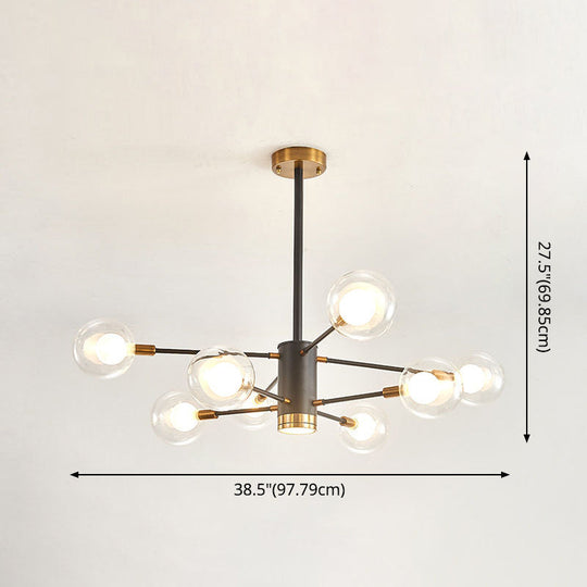 Electra - Modern Globe Suspension Hanging Pendant Light Style Corridor Clear Glass Chandelier In