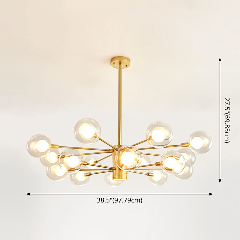 Electra - Modern Globe Suspension Hanging Pendant Light Style Corridor Clear Glass Chandelier In