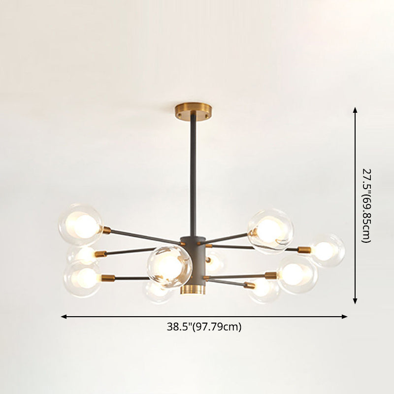 Electra - Modern Globe Suspension Hanging Pendant Light Style Corridor Clear Glass Chandelier In