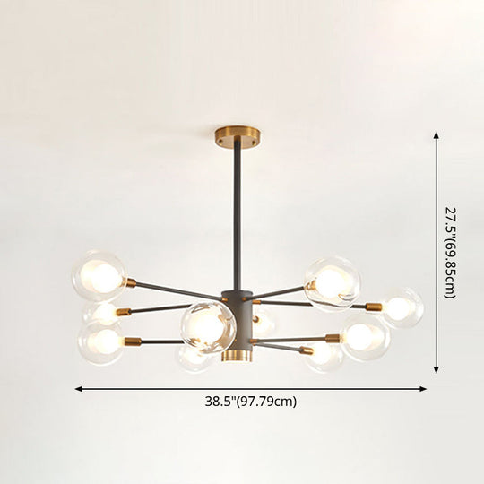 Electra - Modern Globe Suspension Hanging Pendant Light Style Corridor Clear Glass Chandelier In