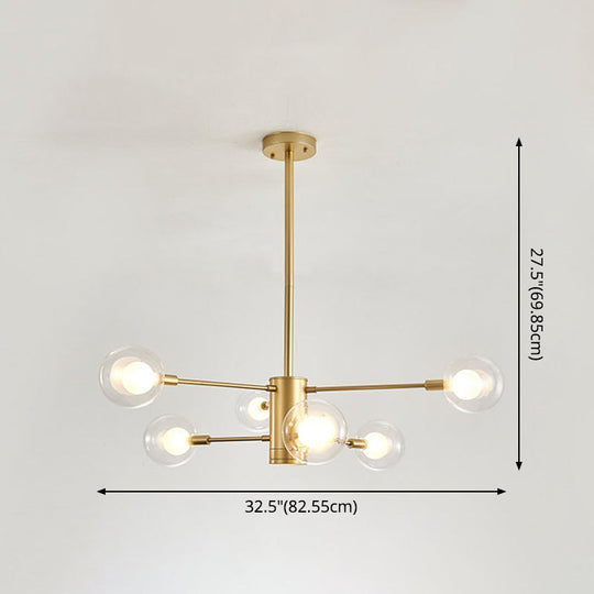 Electra - Modern Globe Suspension Hanging Pendant Light Style Corridor Clear Glass Chandelier In