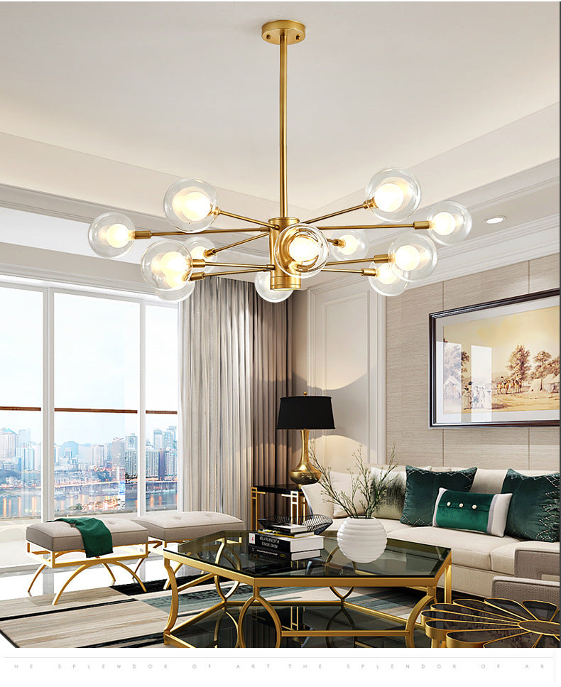 Electra - Modern Globe Suspension Hanging Pendant Light Style Corridor Clear Glass Chandelier In