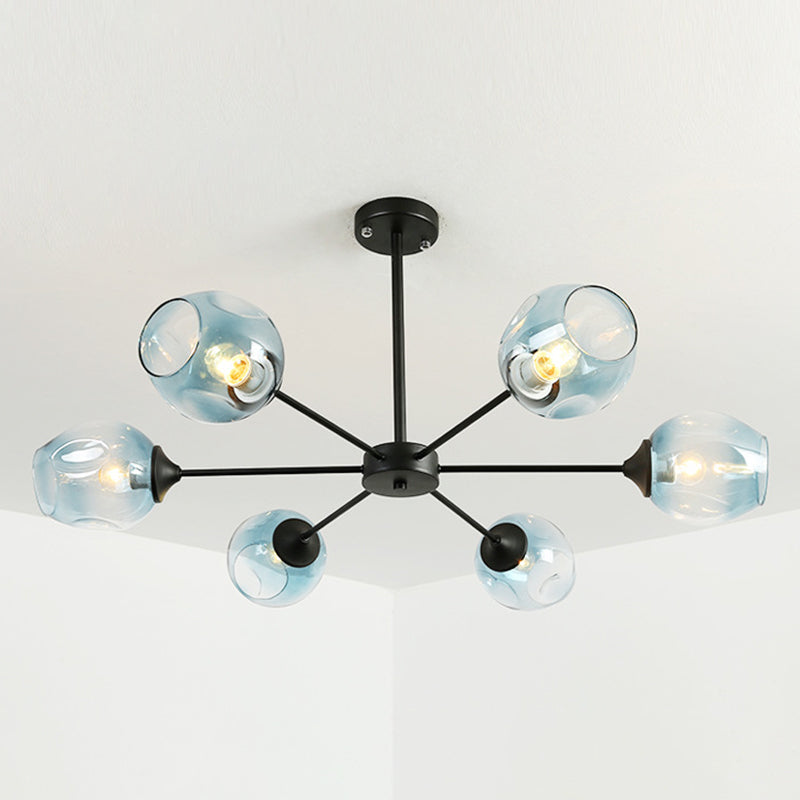 Alrami - Contemporary Hanging Lamp: Whiskey Glass Branch Light 6 / Black Blue