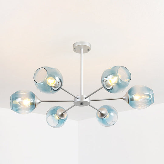 Alrami - Contemporary Hanging Lamp: Whiskey Glass Branch Light 6 / Silver Blue