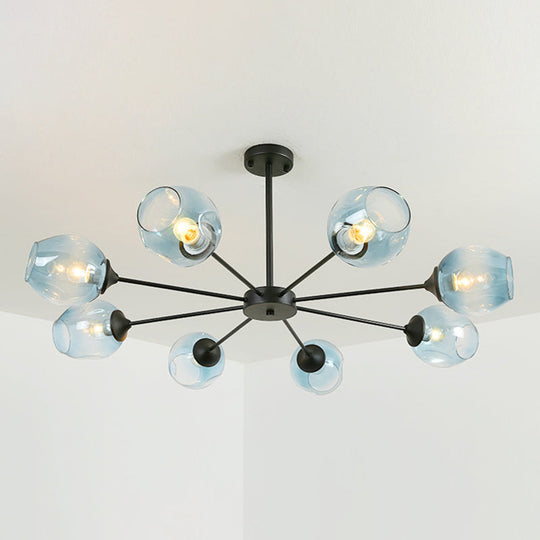 Alrami - Contemporary Hanging Lamp: Whiskey Glass Branch Light 8 / Black Blue