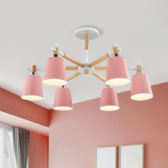 Monica - Modern Multi - Colored Solid Wood Chandelier With Metal Shade