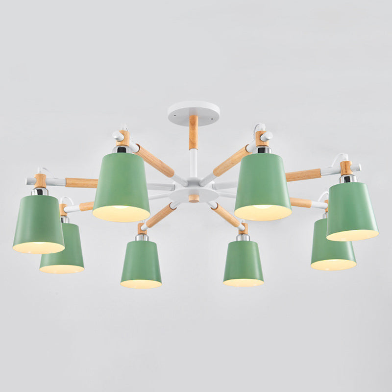 Monica - Modern Multi - Colored Solid Wood Chandelier With Metal Shade 8 / Green