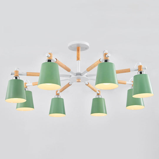 Monica - Modern Multi - Colored Solid Wood Chandelier With Metal Shade 8 / Green