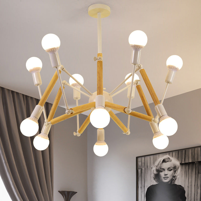 Mirella - Wooden Spider Chandelier: Modern Simplicity Dining Room Lamp 12 / White