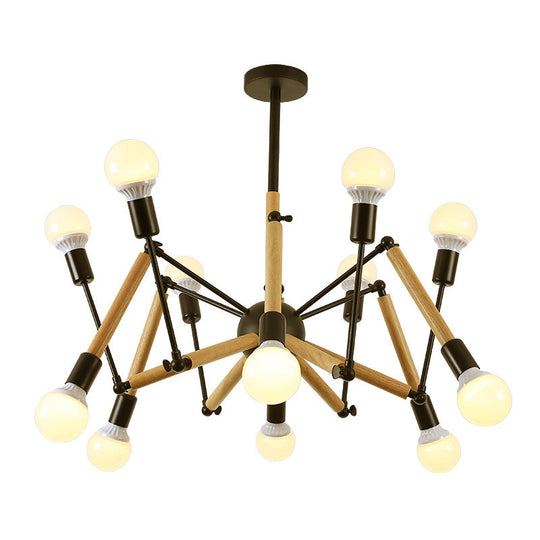 Mirella - Wooden Spider Chandelier: Modern Simplicity Dining Room Lamp