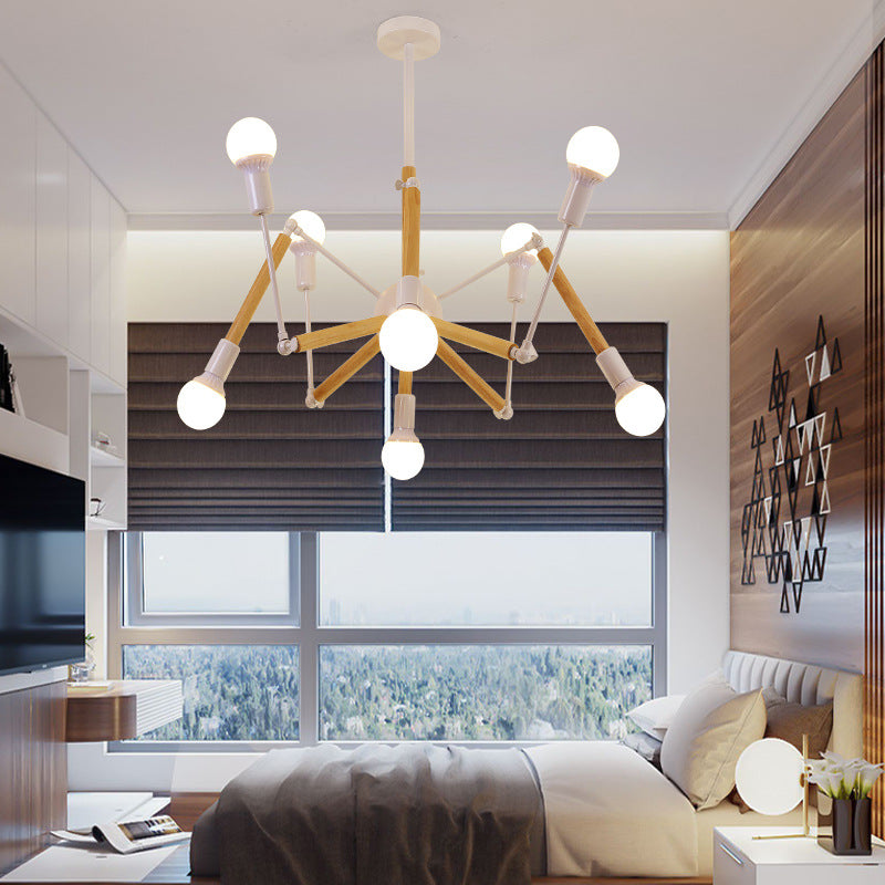 Mirella - Wooden Spider Chandelier: Modern Simplicity Dining Room Lamp