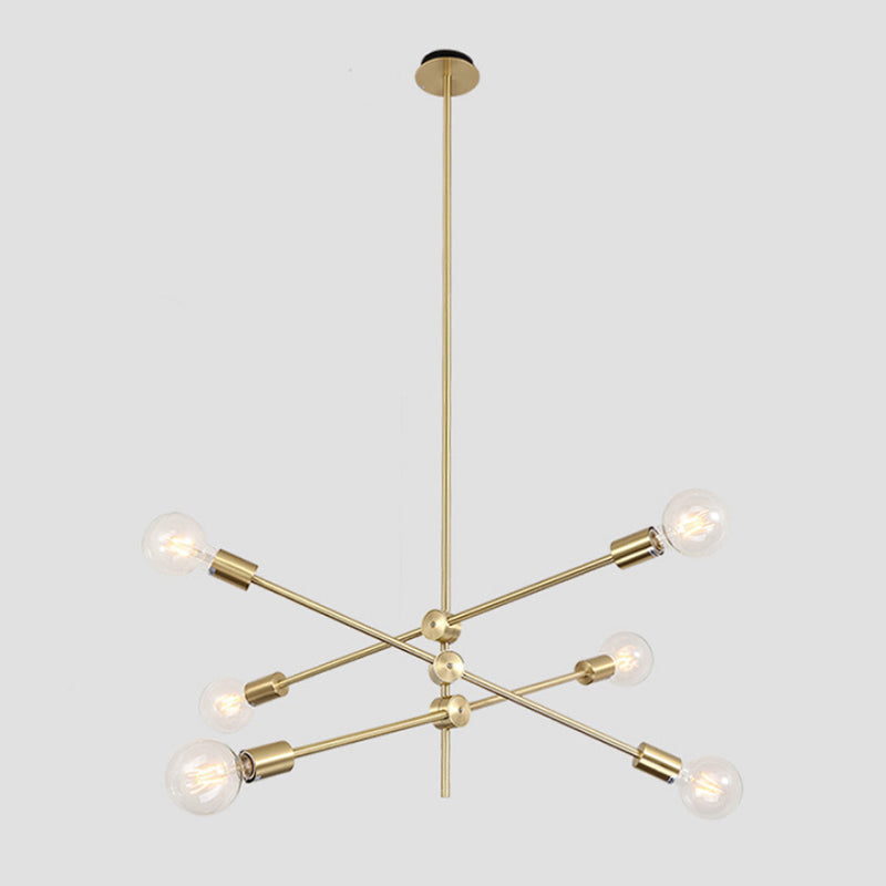 Ryleigh - Geometric Postmodern Lines Chandelier Lamp Metal Bedroom Hanging Light In Gold With