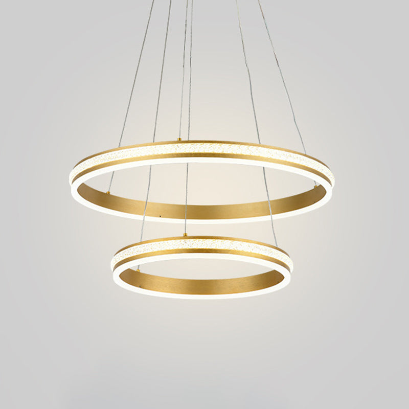 Gianfar - 16 + 24 2 - Tiered Gold Led Chandelier With Diamond Stripes Shade / White