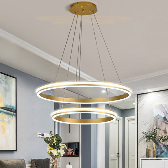 Gianfar - 16 + 24 2 - Tiered Gold Led Chandelier With Diamond Stripes Shade